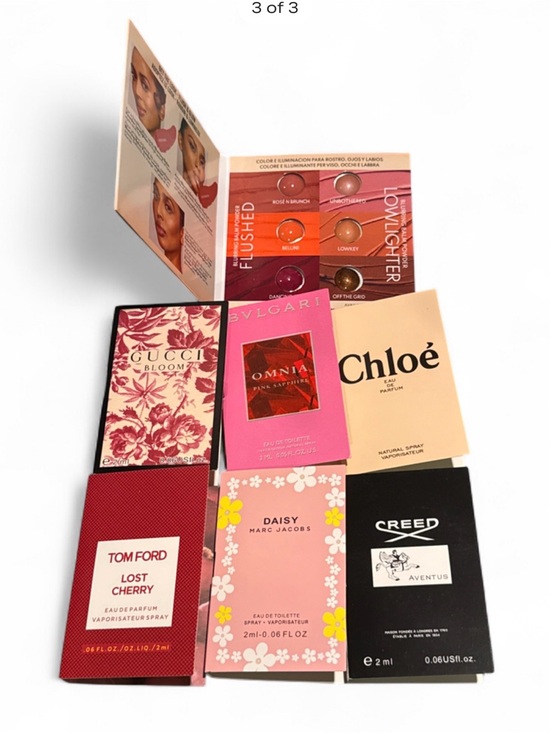 Other - New Authentic 6 Designer Perfume Sample Card plus Balm Powder Sample